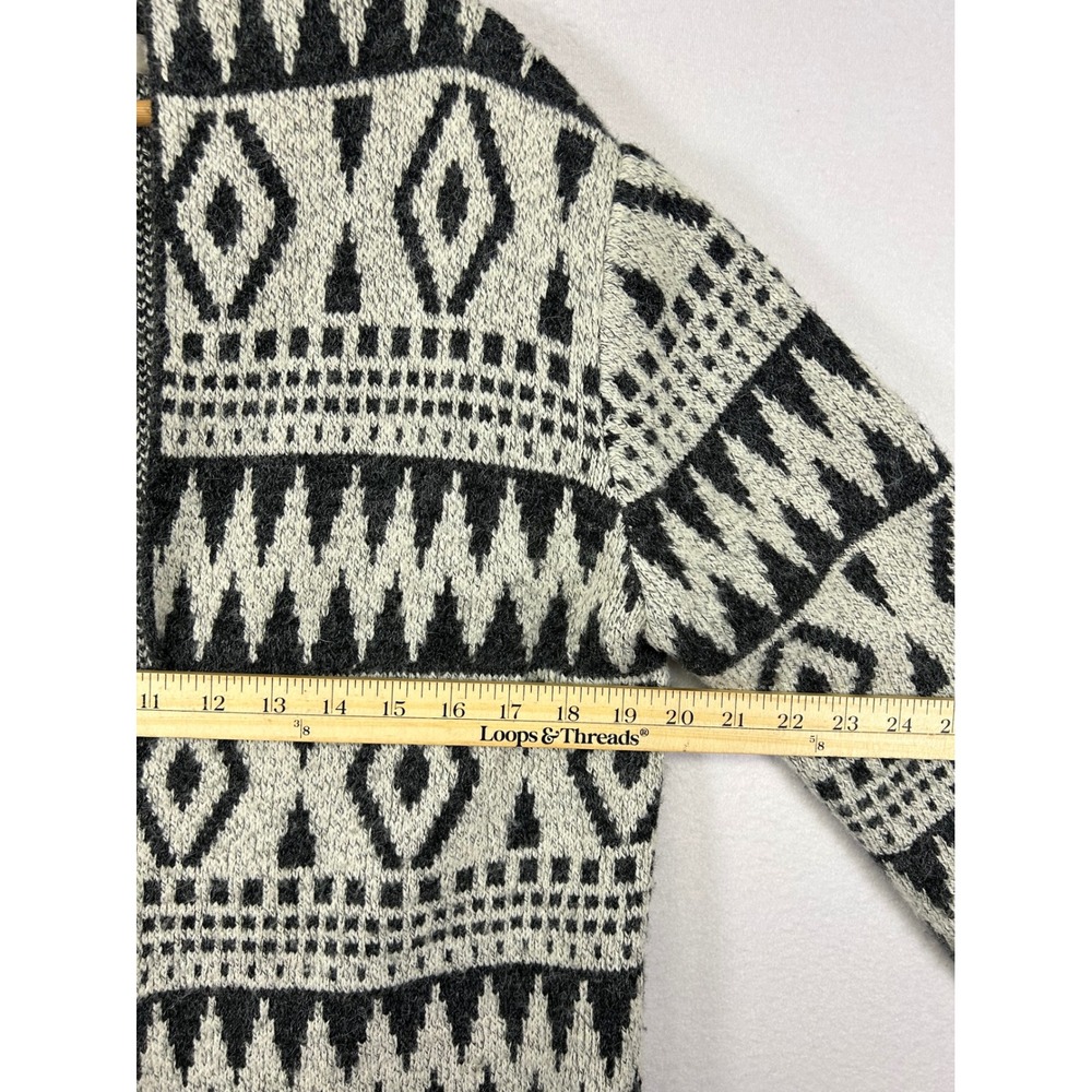 Boho Tribal Monteau Los Angeles Womens M Black White Geometric Hooded Cardigan - Picture 7 of 10